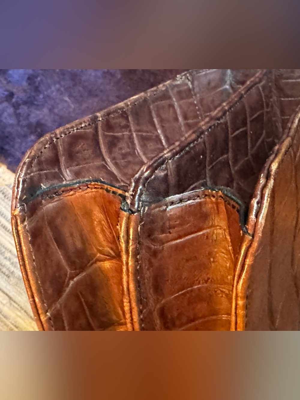 Brahmin Olivia Rose Lady Croc-Embossed Top Handle Crossbody in Deep Rich Brown - Picture 12 of 16